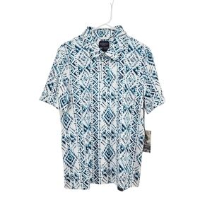 Panhandle Men's Short Sleeves Western Aztec Stripe Snap Knit Polo